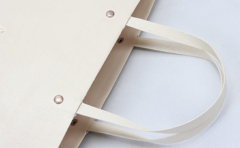 Beige Gift Paper Bags With Paper Handles Detail