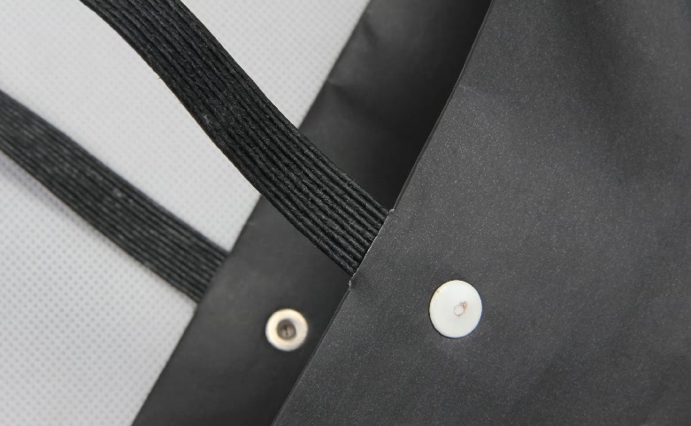Black Garment Paper Bags With Flat Paper Handles Detail
