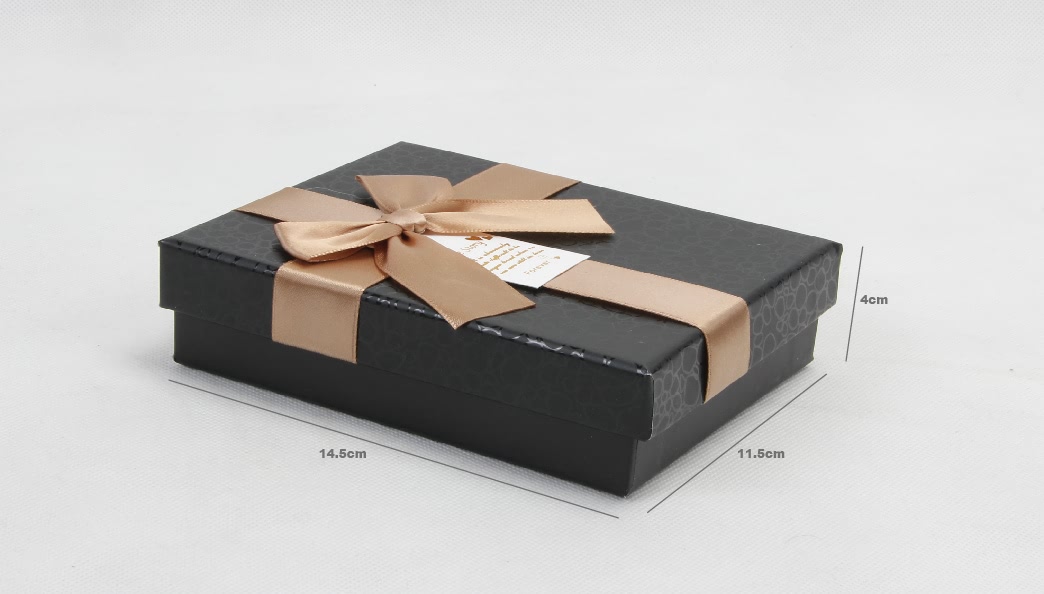 Elegant Black Rigid Chocolate Gift Boxes With Ribbons size