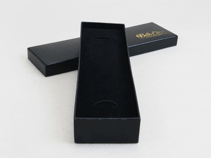 Bright Black Necktie Packaging Boxes Corner Detail