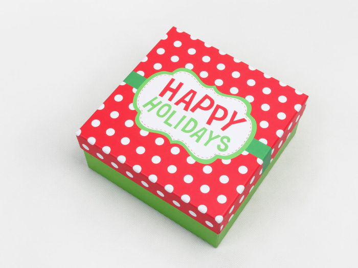 Happy Holidays Gift Packaging Boxes Side Display