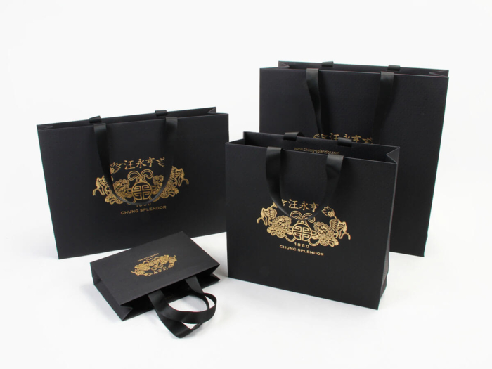 Luxury Black Dyed Scarf Shopping Paper Bags