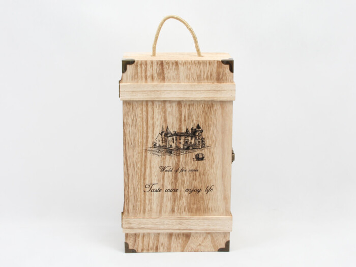 ヴィンテージスタイルの木製ワインギフトボックスロゴプリント