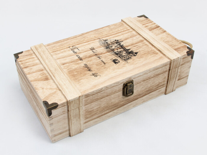 ヴィンテージスタイルの木製ワインギフトボックスサイドディスプレイ