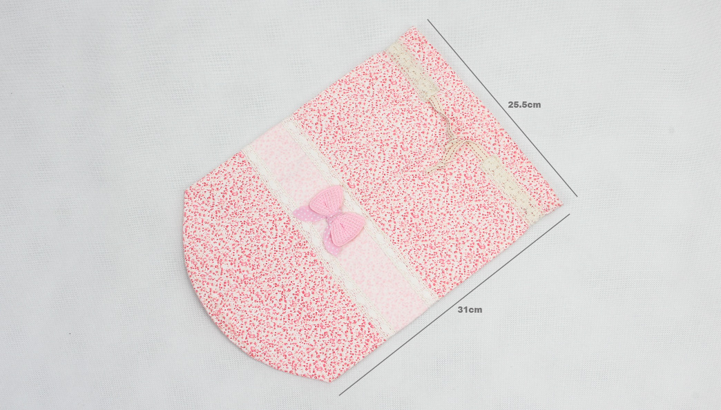 Cute Pink Bowknot Drawstring Underwear Bags Size
