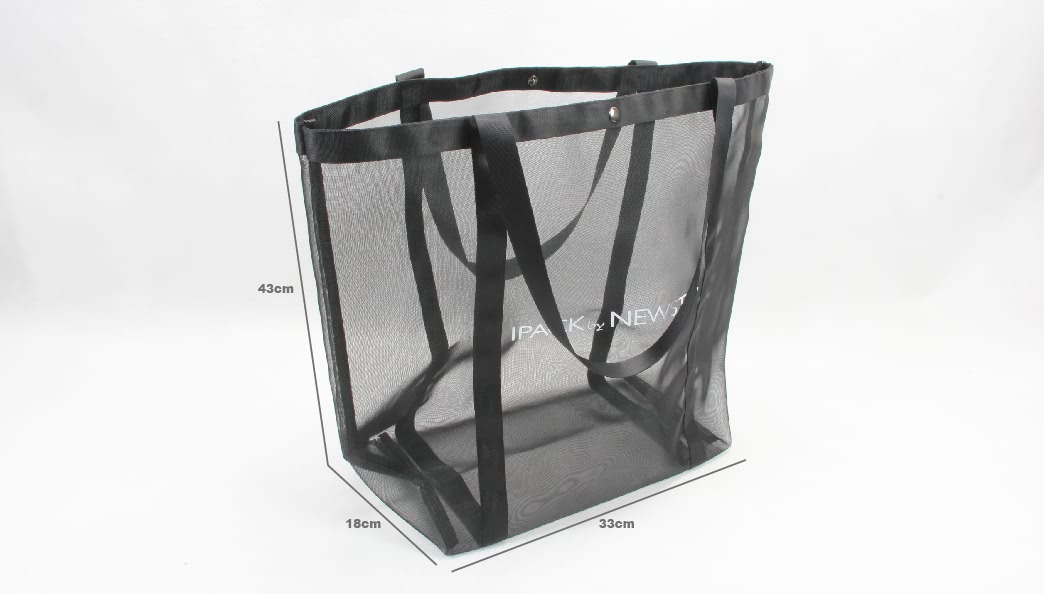 Black See-thru Mesh Nylon Tote Bags size