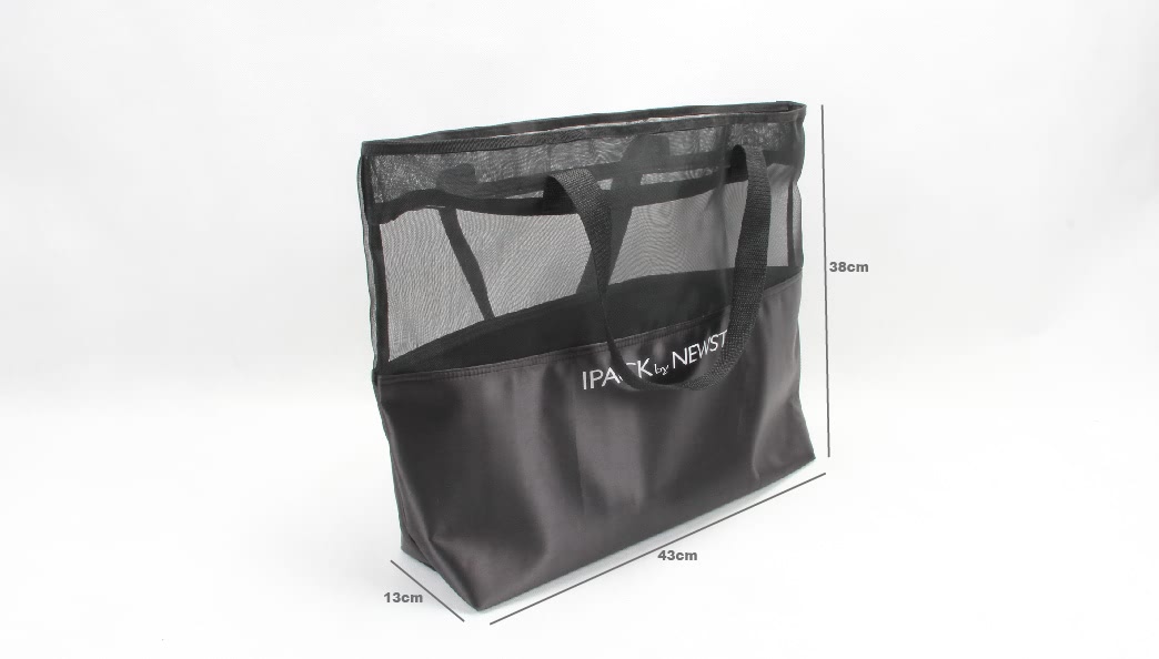 Mesh Beach Bag with Zipper Closure - Newstep