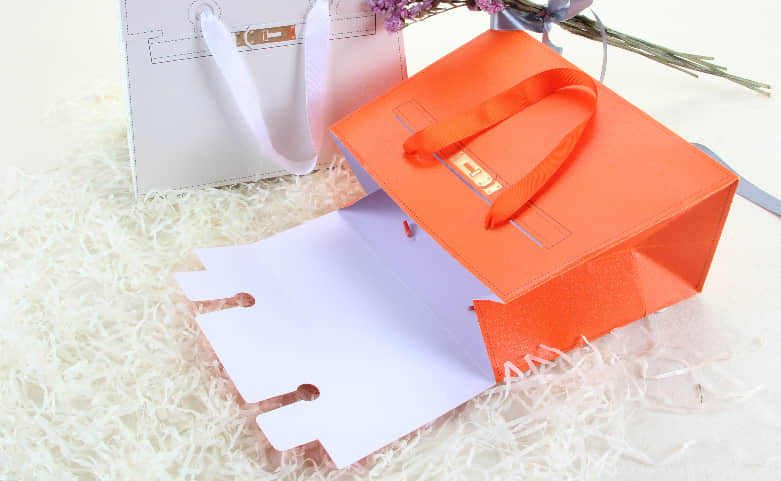 Gift Leather Paper Handbag Flaps Open