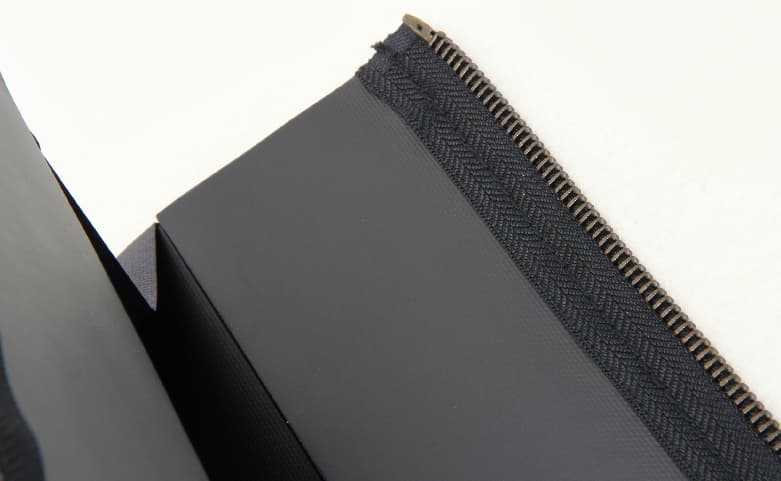 Black Paper Envelope Bag Zipper Detail