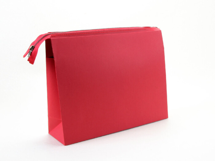 Red Paper Envelope Bag with Zipper Detail