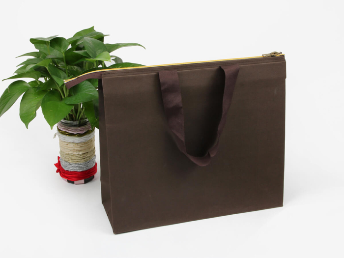 Individuality Paper Handle Bags With Metal Zipper