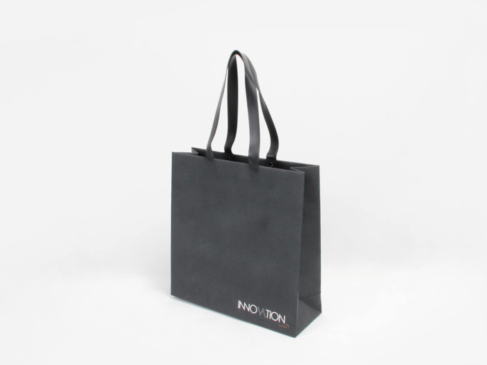 Wood Grain Paper Bag With Soft PVC Handle