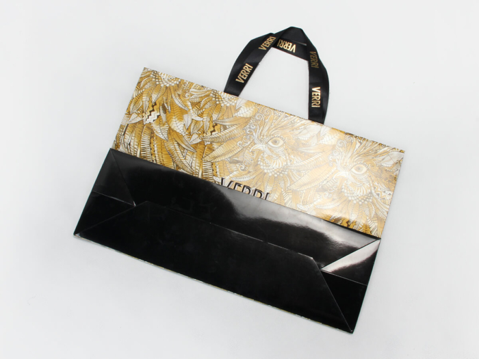 Luxury Garment Shopping Paper Bag Bottom Black Print
