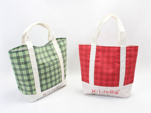 Checked Canvas Tote Bag