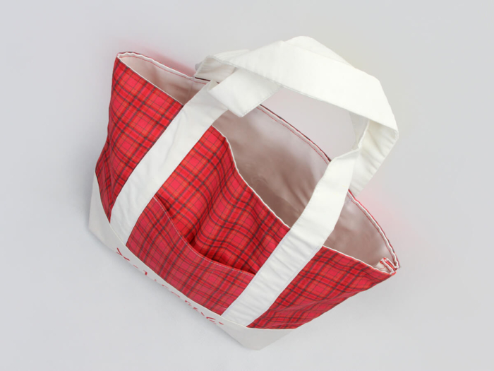 Checked Canvas Tote Bags Handle Detail