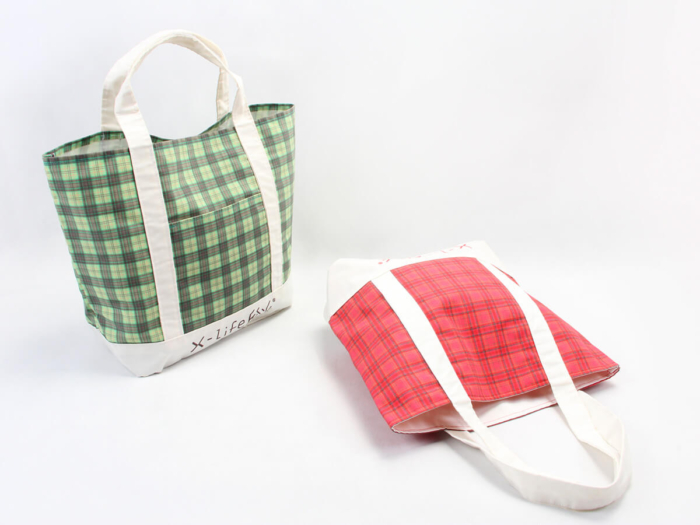 Checked Canvas Tote Bags Printed