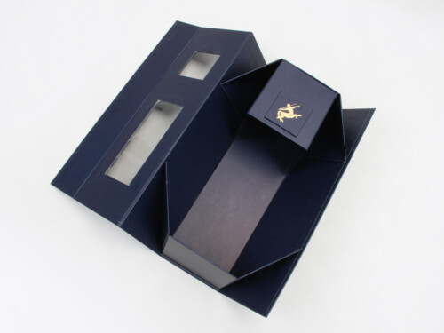 Wine Folding Box with Clear Window and Magnetic Closure