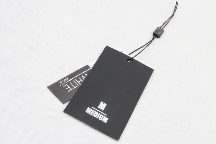 Both Side Silver Logo Art Paper Clothing Hang Tags With Black