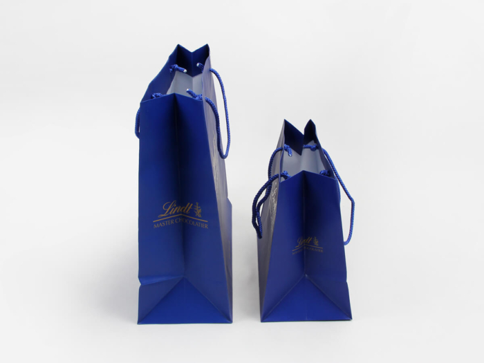 Sea Blue Garment Shopping Paper Bags Corner Detail