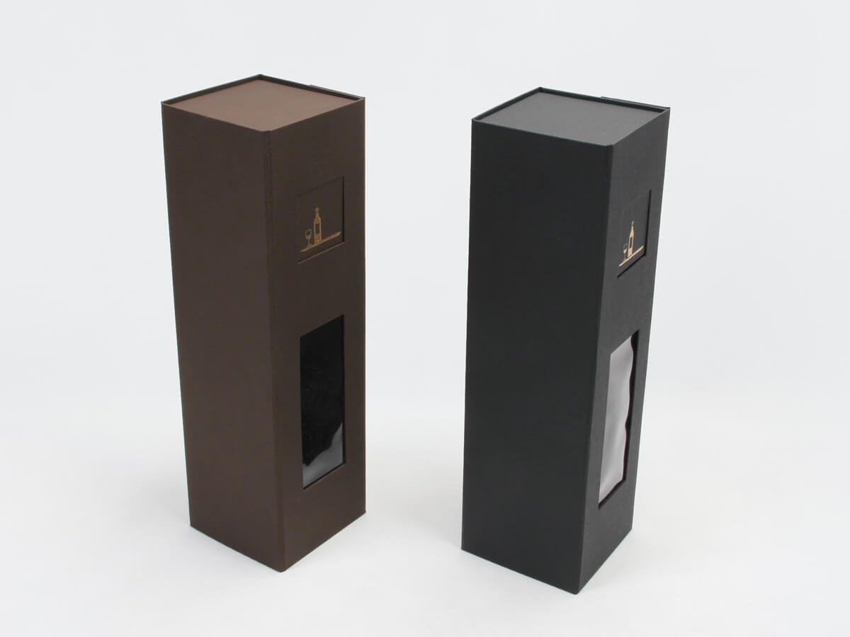 Luxury Single Bottle Wine Foldable Box with Window