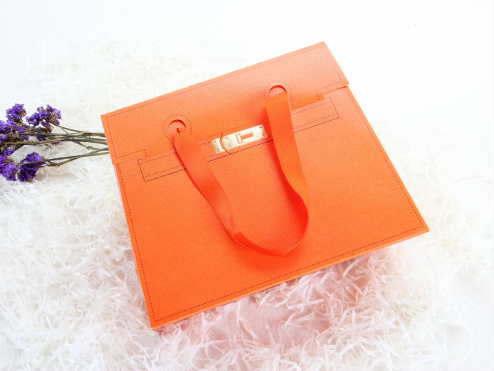 Orange Gift Leather Paper Handbag
