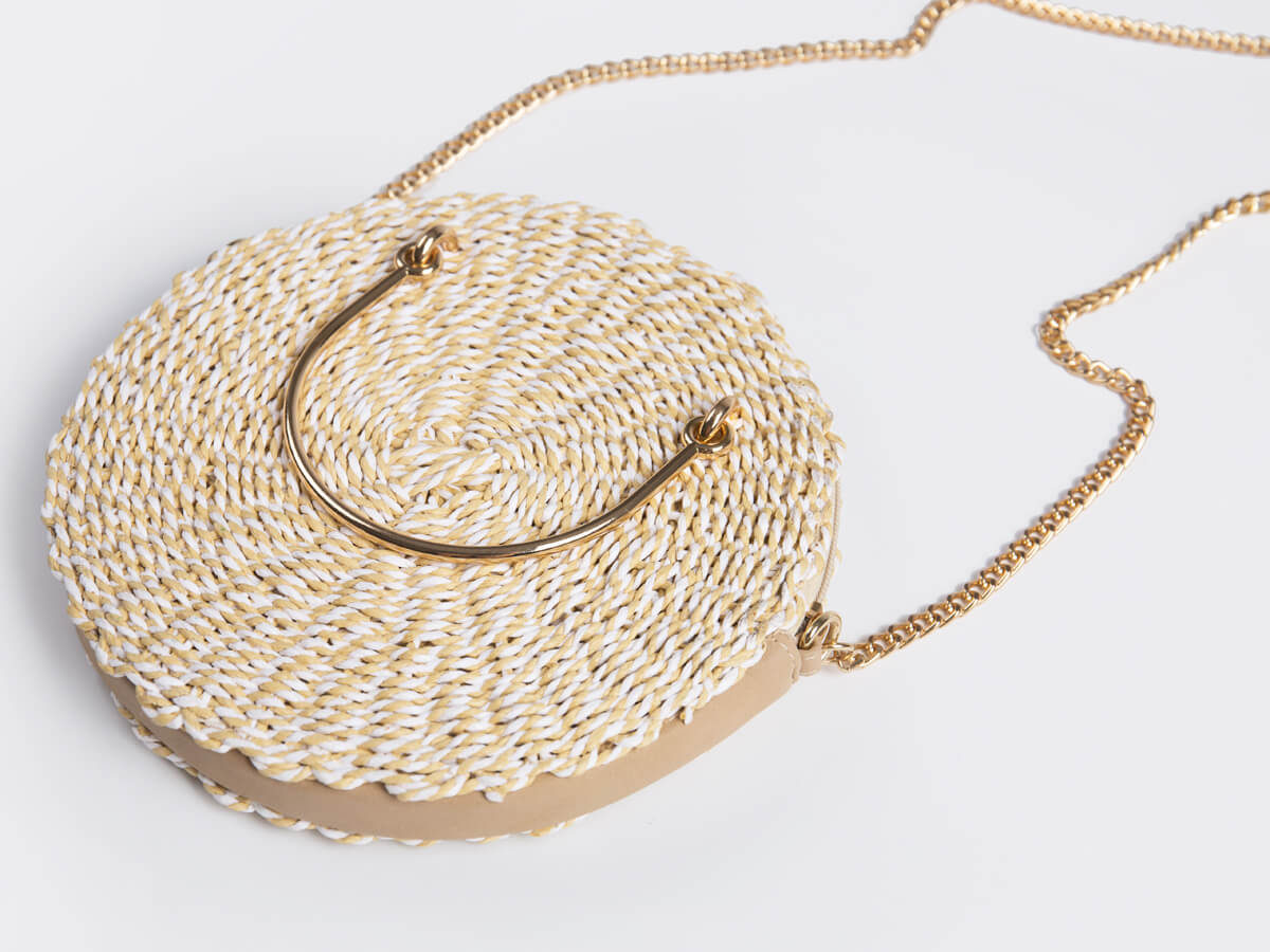 Round Paper Straw Bag Zipper Detail