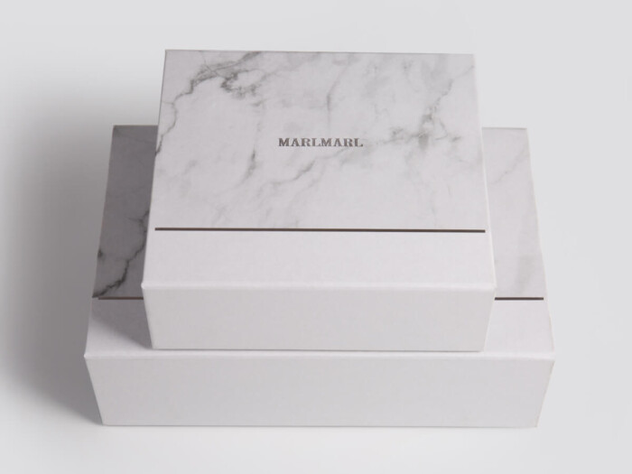 Marble Pattern Gift Packaging Folding Rigid Boxes Corner Detail