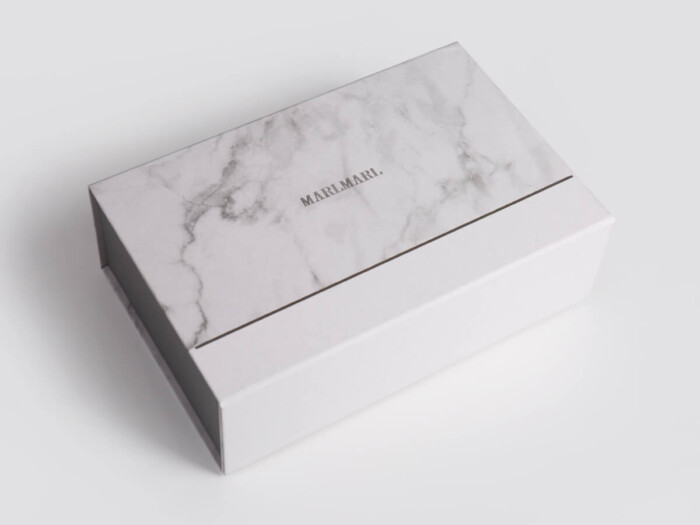 Marble Pattern Gift Packaging Folding Rigid Boxes Side Display