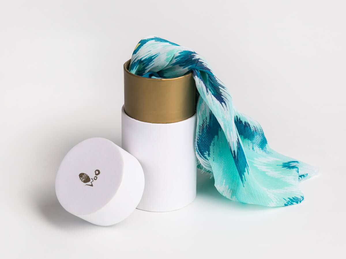 Co-branded Luxury Silk Scarf Round Gift Box