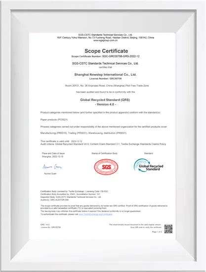 Newstep GRS Certification 