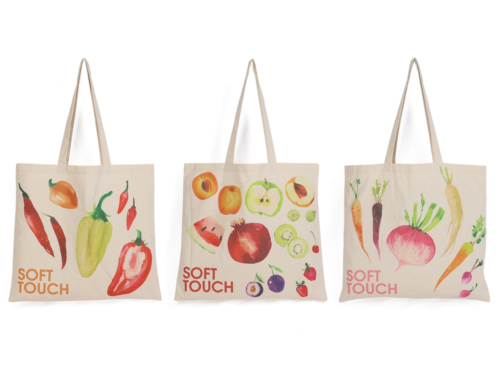 Fruit and Vegetables Design Soft Cotton Tote Bag