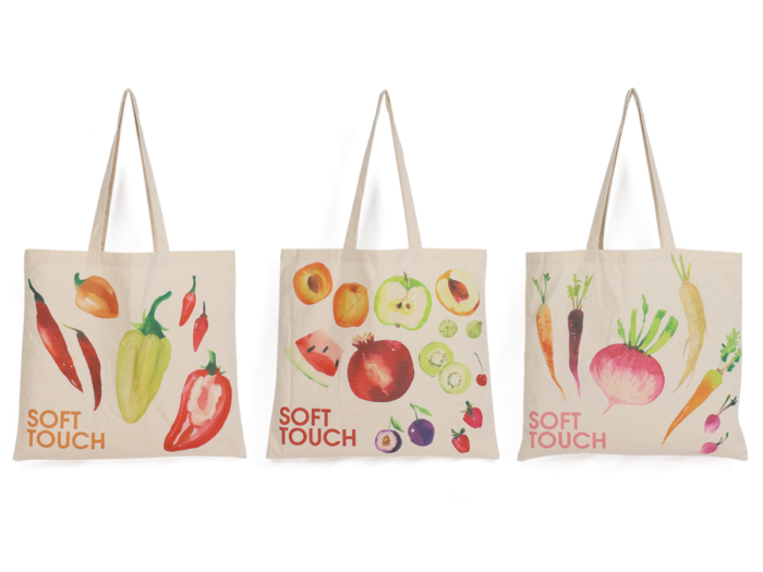 Fruit and Vegetables Design Soft Cotton Tote Bag