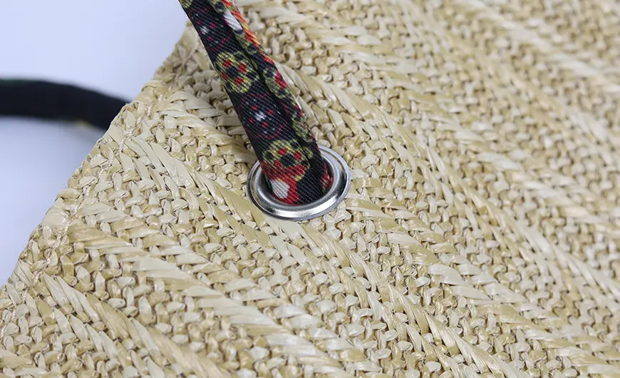 Woven Straw Bag Handle Fixed