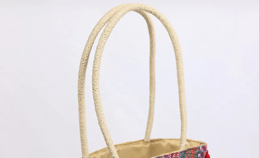 Wheat Straw Beach Bag Long Handle