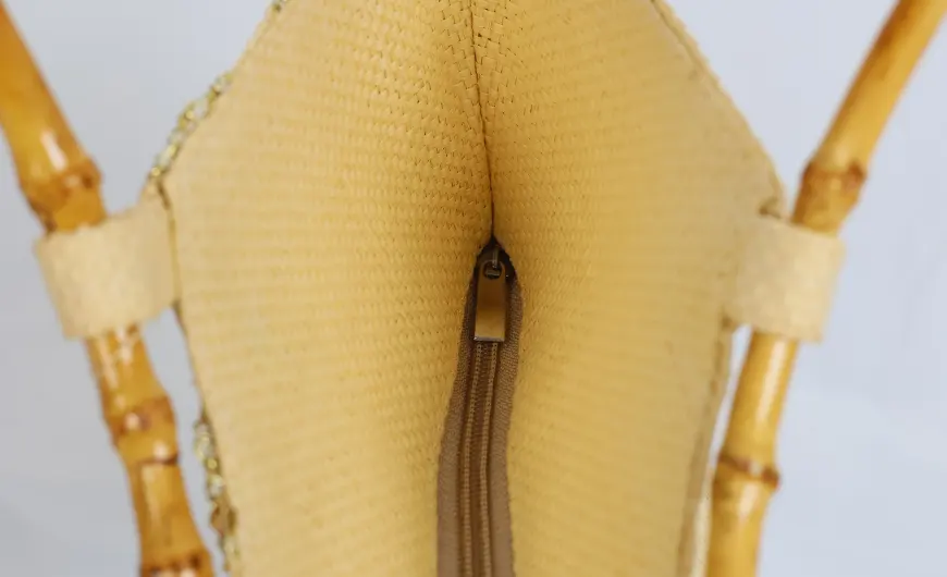 Embroider Bead Piece Paper Straw Bag Zipper Closure