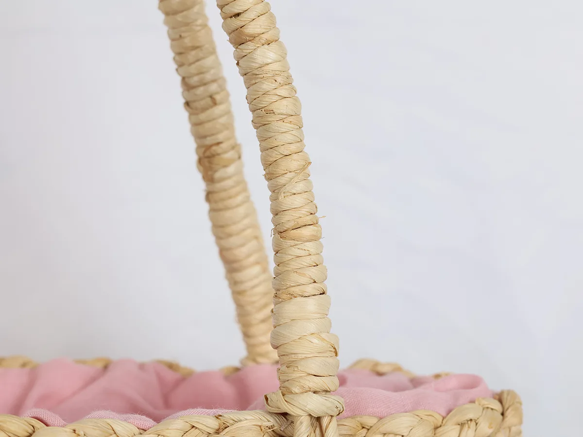Straw Corn Husk Cross Weave Tote Bag with Drawstring Lining