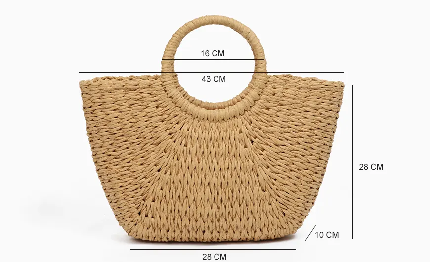 Paper Straw Beach Bag Size