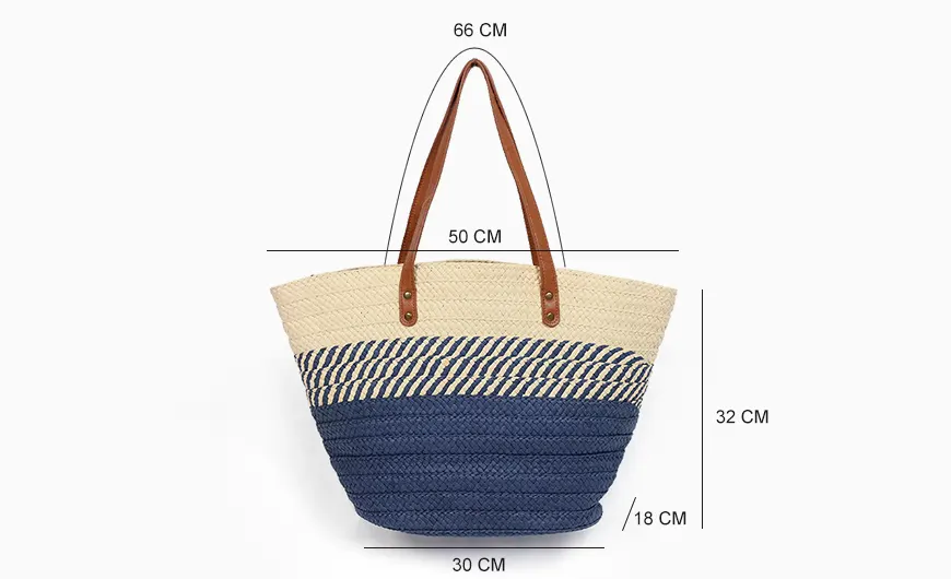 Paper Straw Beach Tote Bag Size