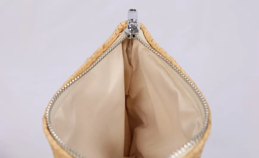 Straw Raffia Pouch Bag Fabric Lining