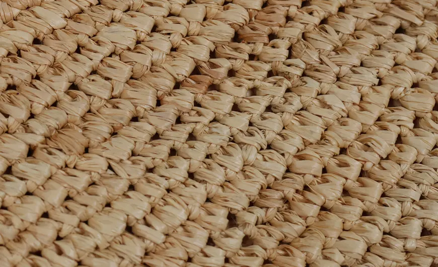 Straw Raffia Pouch Cross Weave Detail