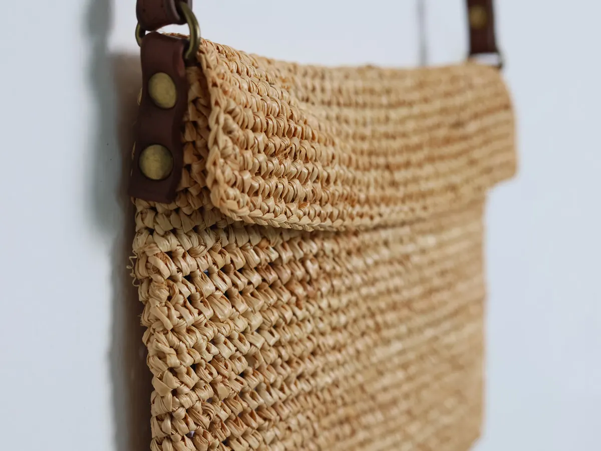 Straw Raffia Pouch Bronze Color Accessories