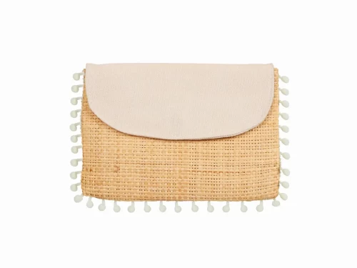 Straw Raffia Pouch Bag with Snap Button Closure