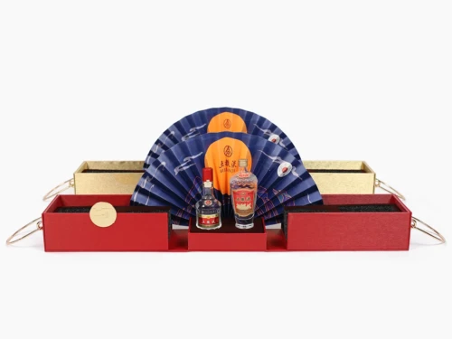 Liquor Boxes with Paper Fans Display and Metal Handle
