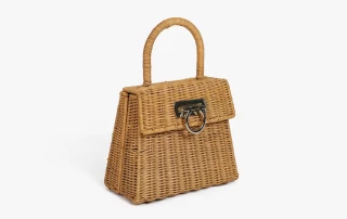Rattan Flap Bag with Magnetic Snap Button Closure