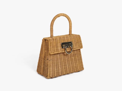 Rattan Flap Bag with Magnetic Snap Button Closure