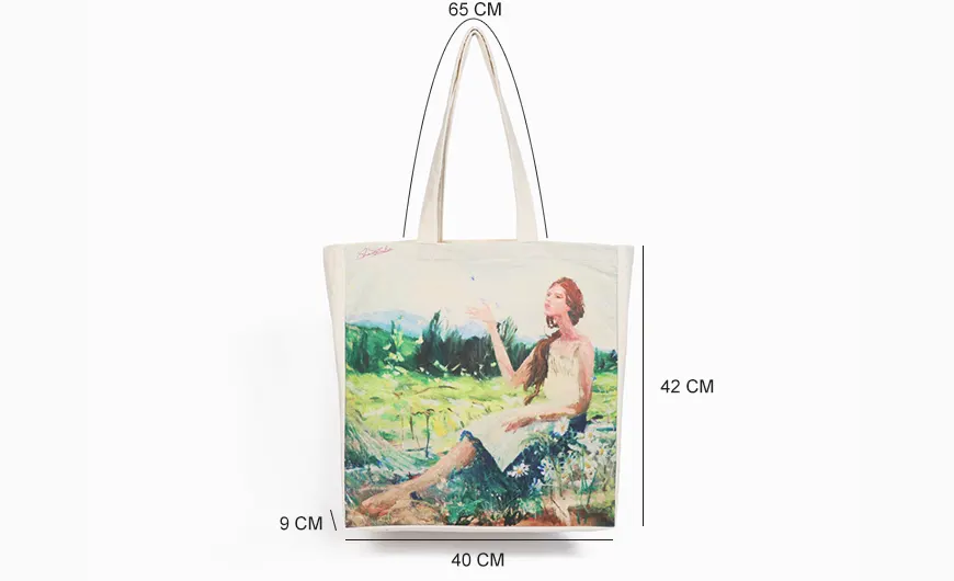 Oil Painting Print Recycled Cotton Bag Size