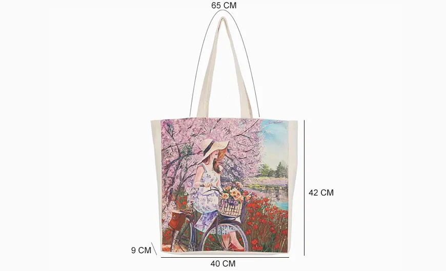 Rural Oil Painting Print Recycled Cotton Bag Size