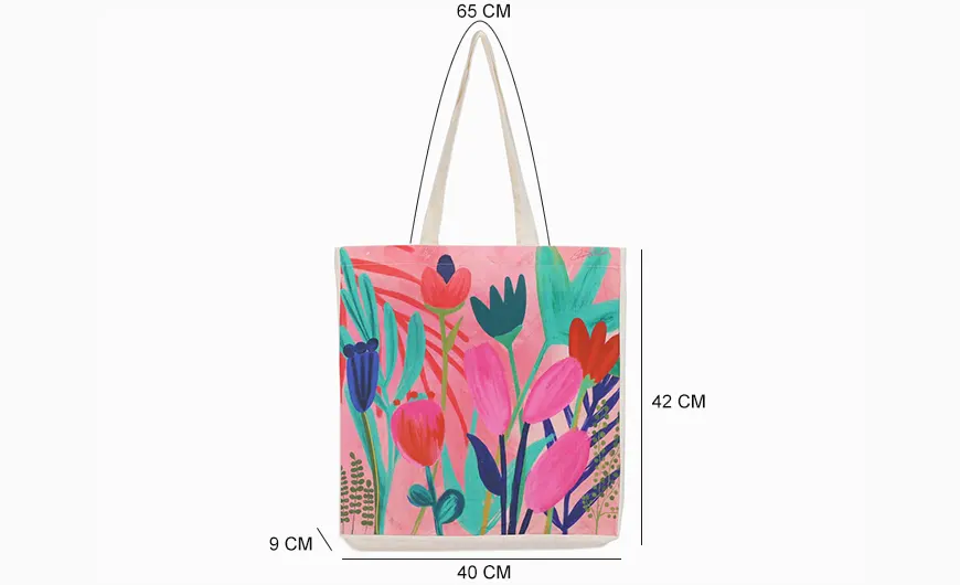 Botanical illustrations Print Organic Cotton Bag Size