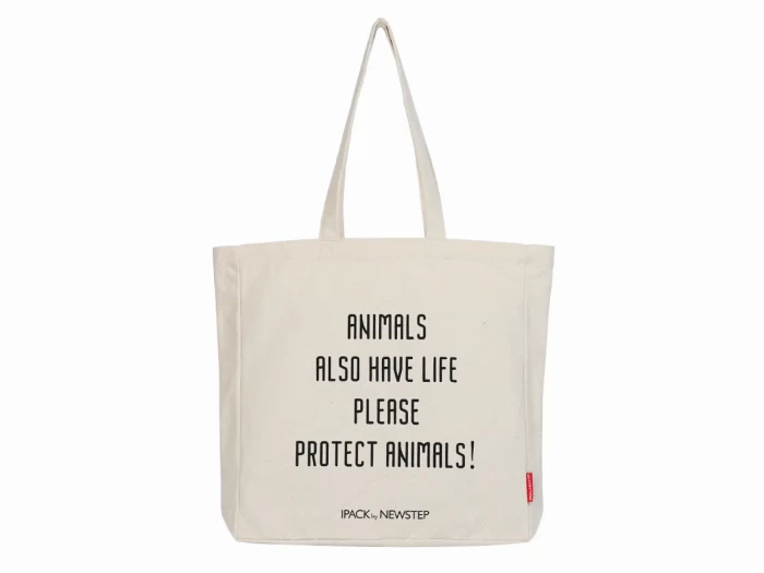 Protect Animals Print 30% Recycled 340 GSM Cotton Bag Back
