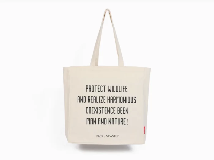 Protect Wildlife Print 30% Recycled 340 GSM Cotton Bag Back